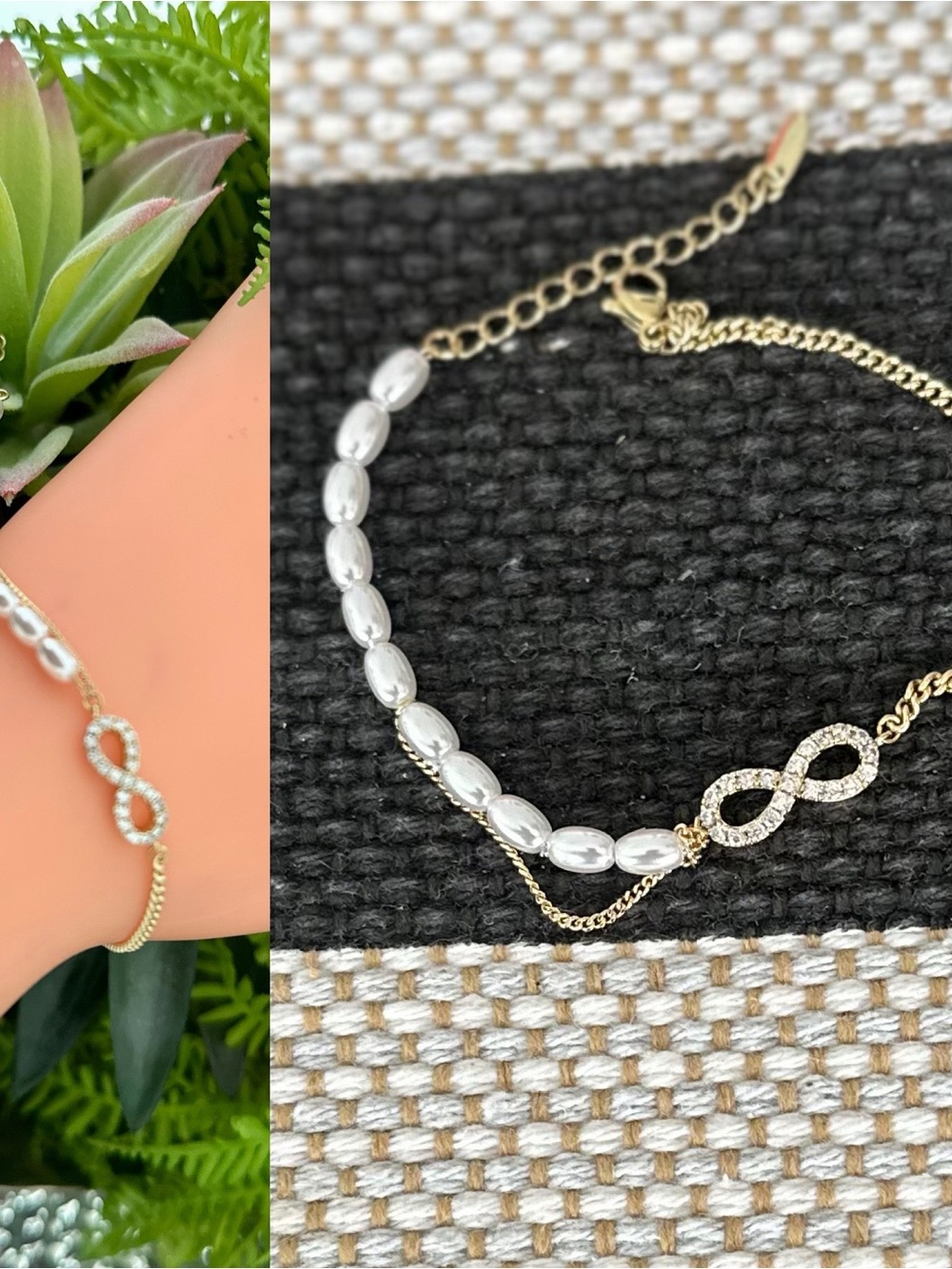 Gold-Tone Infinity & Pearl Accent Bracelet - White/Gold